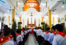Đức cha Anphong cử hành Lễ Lá tại giáo xứ Yên Lưu