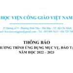 Học viện Công giáo Việt Nam: Thông báo chương trình ứng dụng mục vụ, đào tạo năm học 2022-2023