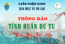Ban Mục vụ Ơn gọi GP. Vinh: Thông báo về việc tĩnh huấn cho các em dự tu dịp Xuân Bính Ngọ